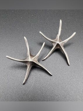 Sterling Silver Modernist Starfish Earrings